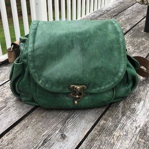 Anthropologie X Tabitha Rare Green Leather Crossbody Purse
